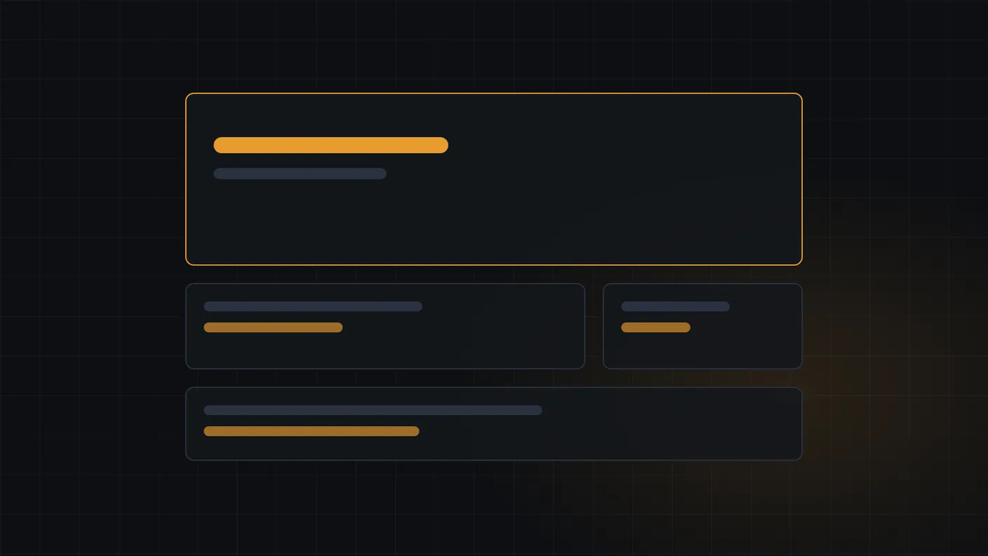 Wireframe layout of a web page taking shape with key content blocks highlighted in amber, illustrating AI web design